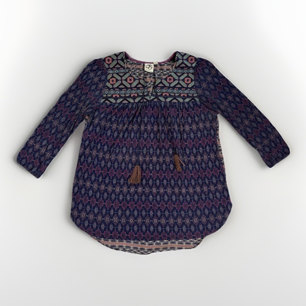 Boho Embroidered Tunic Top - Purple Pattern